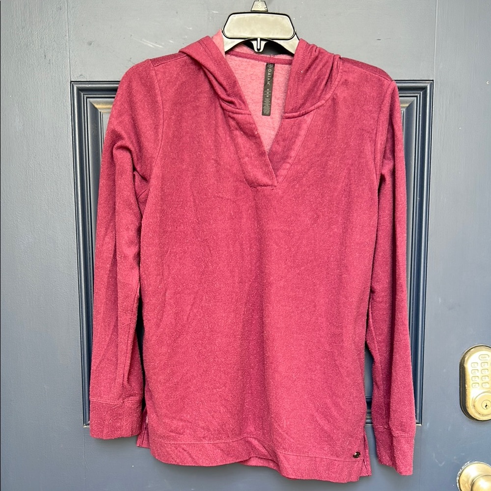 Red Hooded Long Sleeve Top